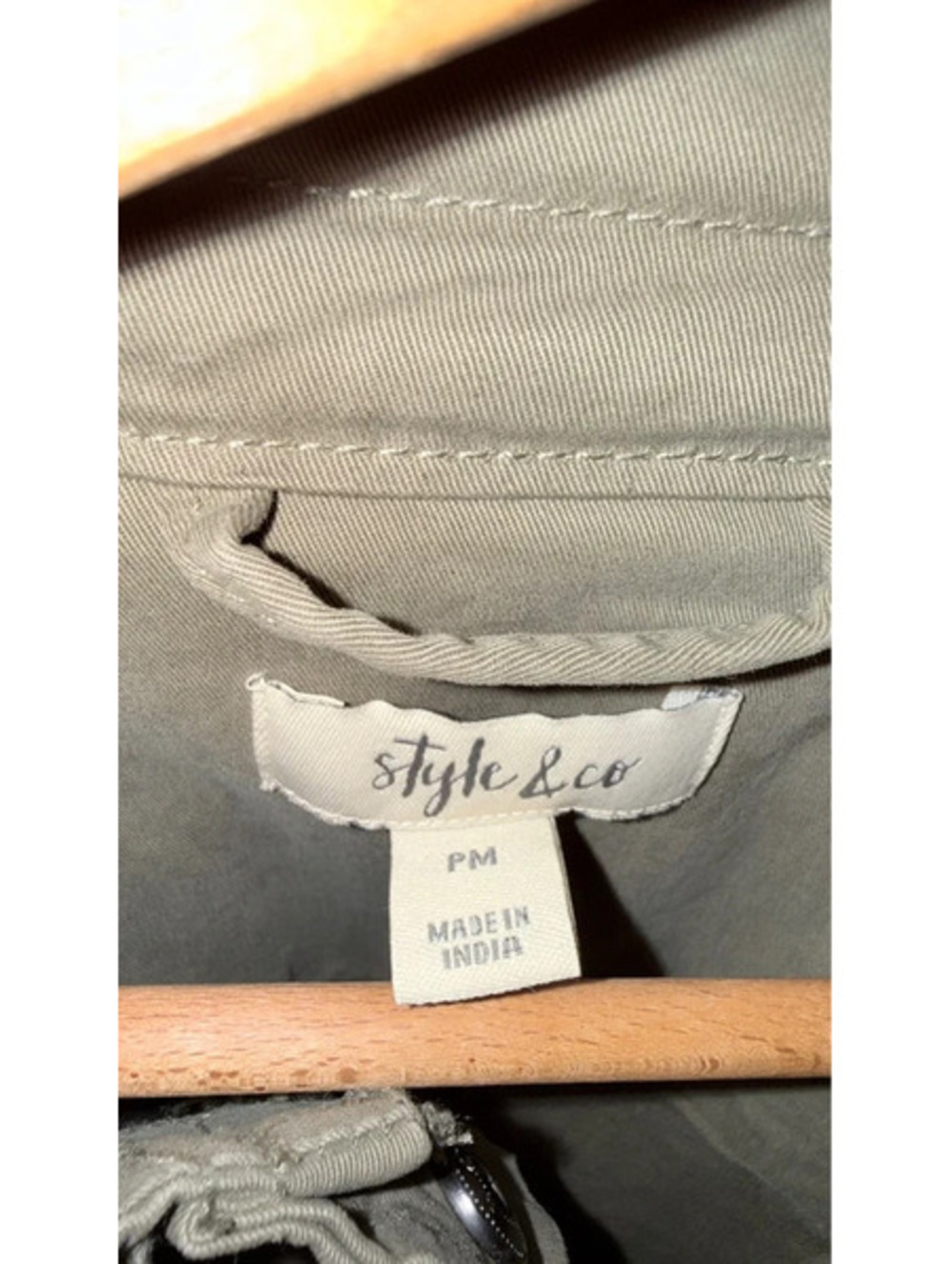 Style & Co. Olive Green Cotton Utility/Field Jacket medium military new - Picture 2 of 8